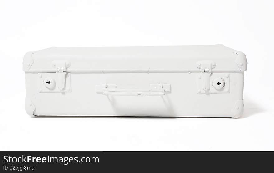 White suitcase on a white