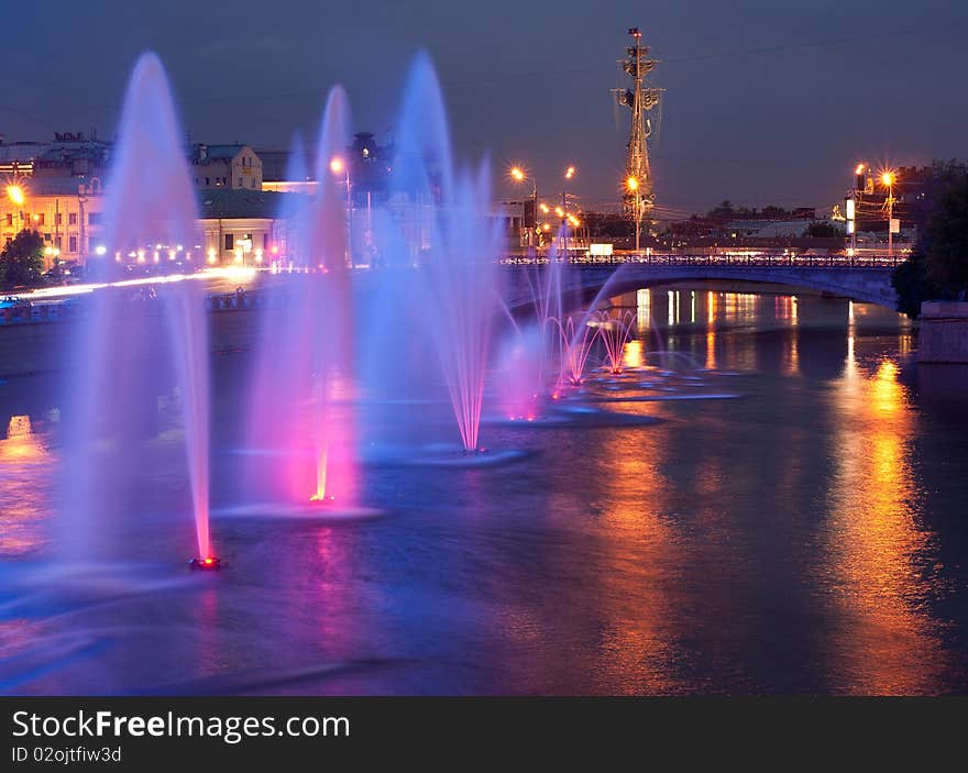 Night Fountain, Peter the Great Statue; Moscow, Russia