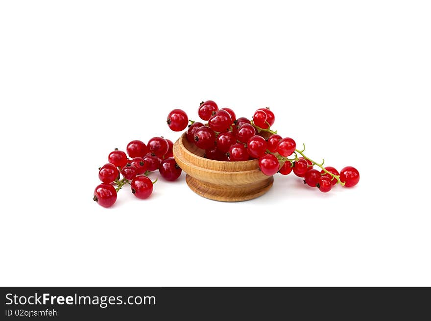 Red Currants In A Wooden Bowl