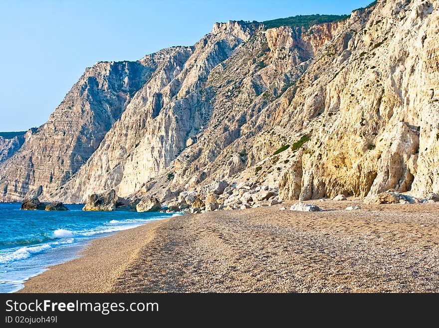 View of the coast of Platia Amos, Kefalonia. View of the coast of Platia Amos, Kefalonia