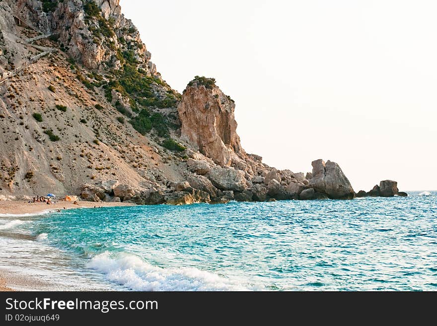 View of the coast of Platia Amos, Kefalonia. View of the coast of Platia Amos, Kefalonia