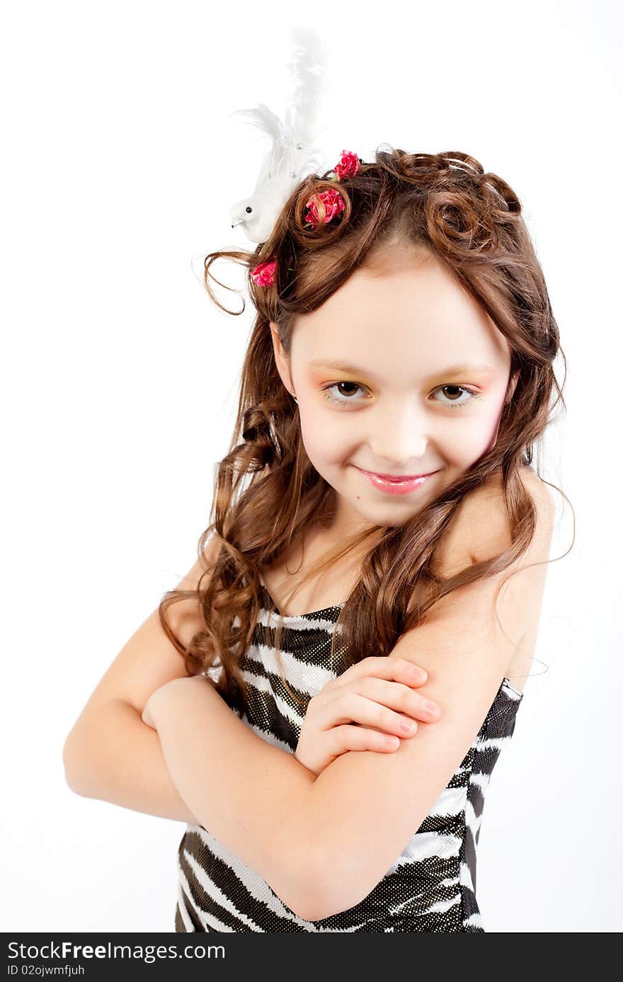 Young Girl Posing On White Background