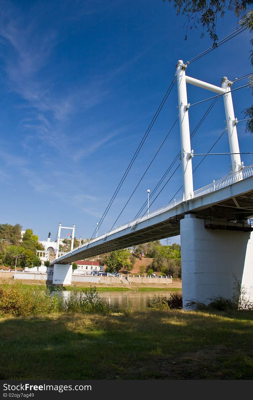 Bridge over the river of Ural in Orenburg, Russia. Bridge over the river of Ural in Orenburg, Russia