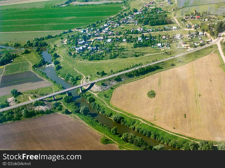 River and bridge from height