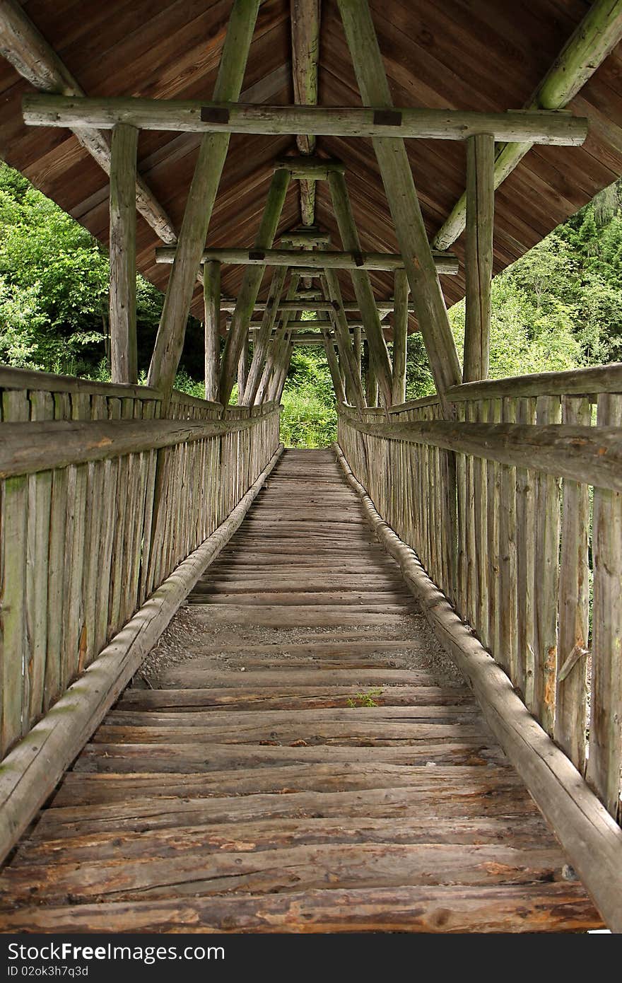 Wooden bridge along the riverside