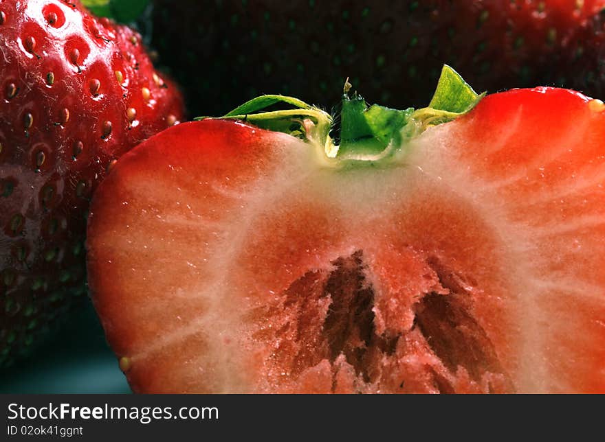 Strawberry cutted macro, shallow DOF