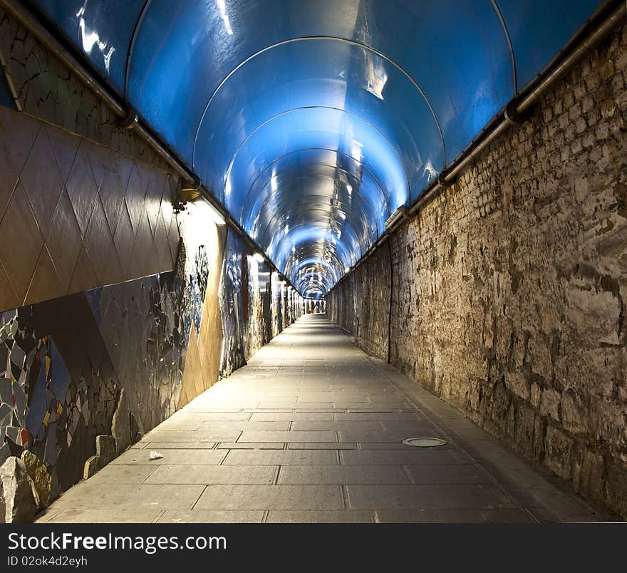 Tunnel blue in 5 terre italy