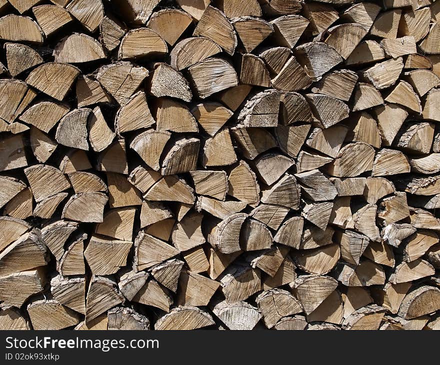 Wood chopped and stacked