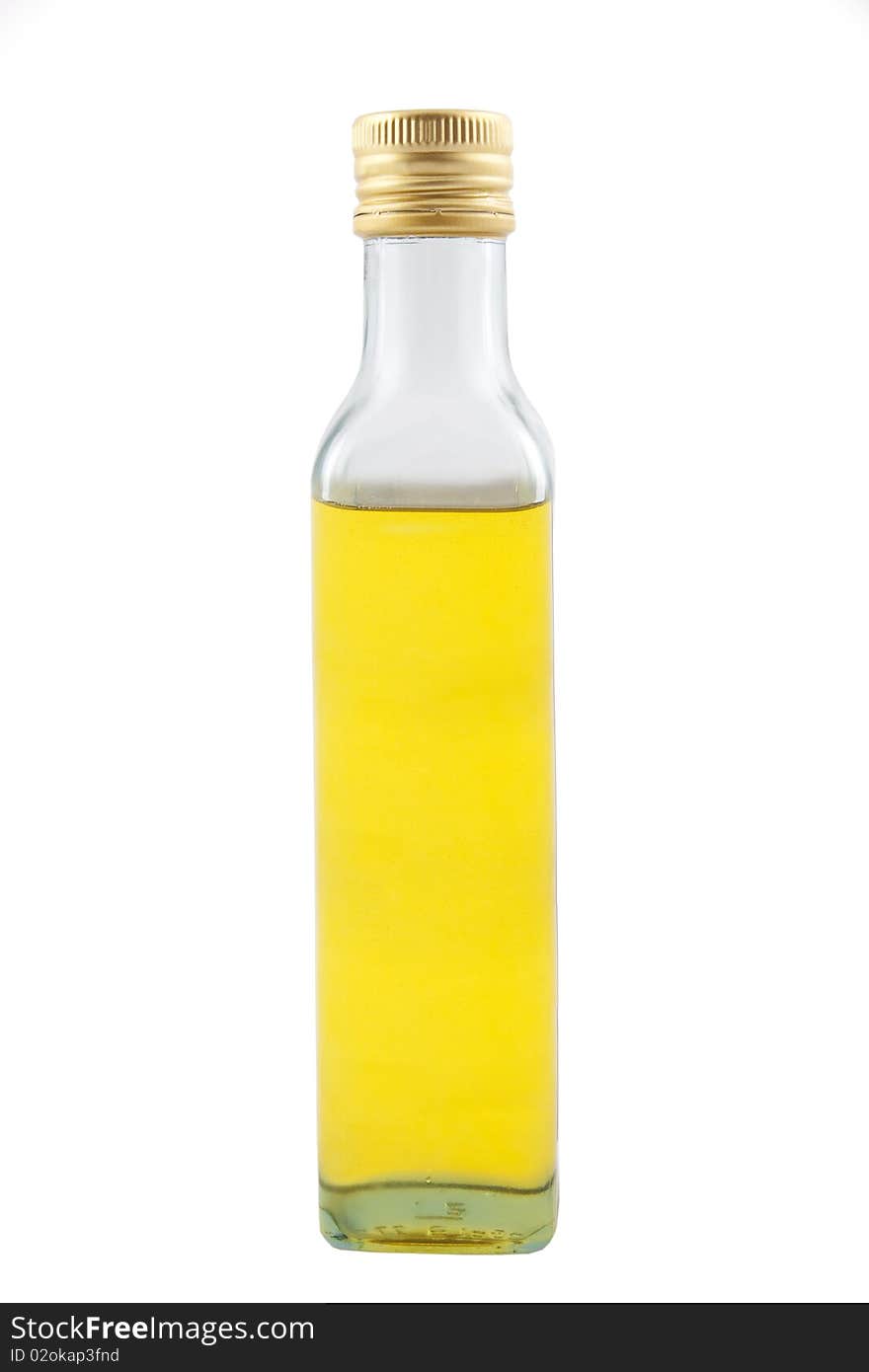 Bottle of olive oil isolated on white