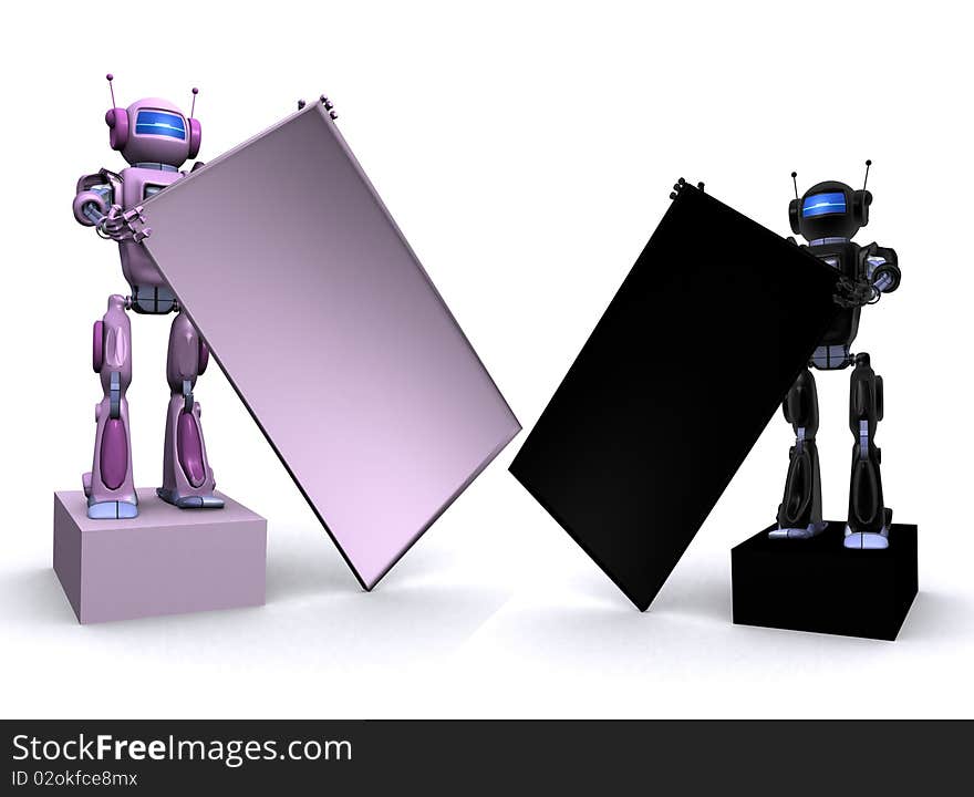 3D Robot with empty billboard