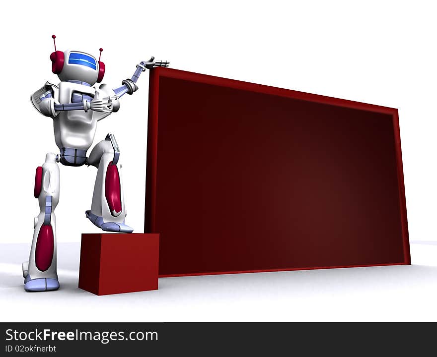 3D Robot with empty billboard