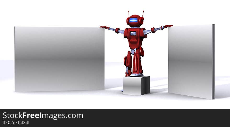 3D Robot with empty billboard