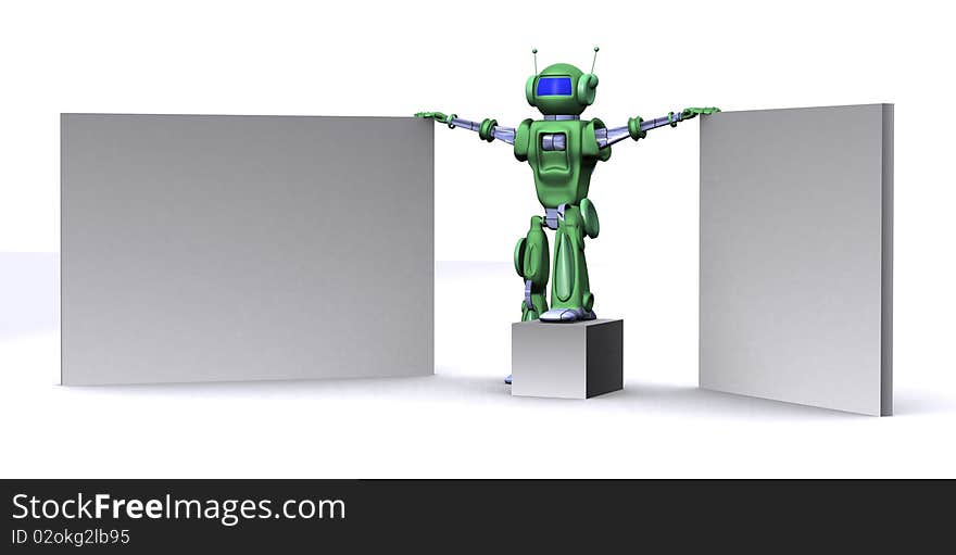 3D Robot with empty billboard