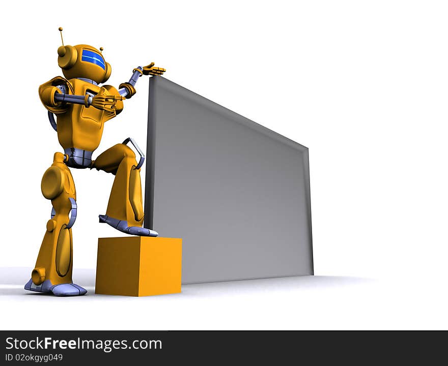 3D robot with empty billboard