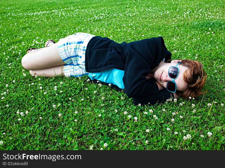 Girl on grass