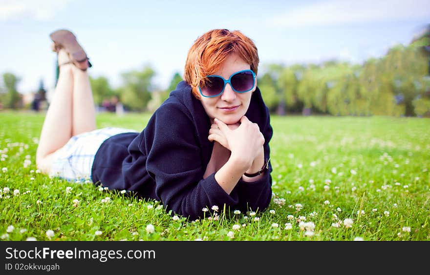 Girl on grass