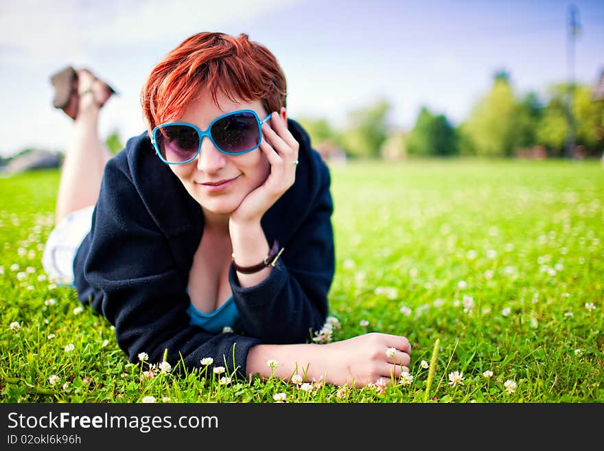 Girl on grass