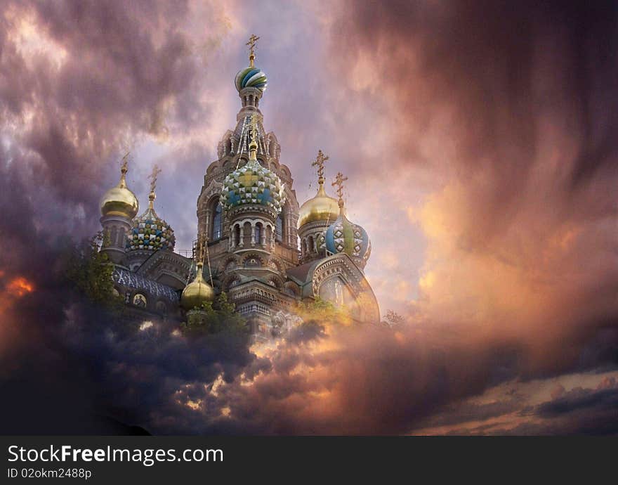 Kremlin in dark red clouds. Kremlin in dark red clouds