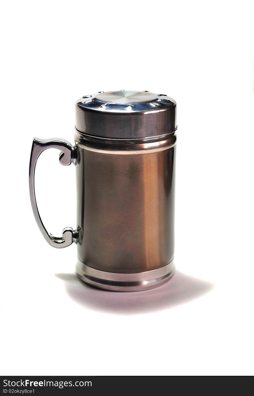 Minithermos on a white background