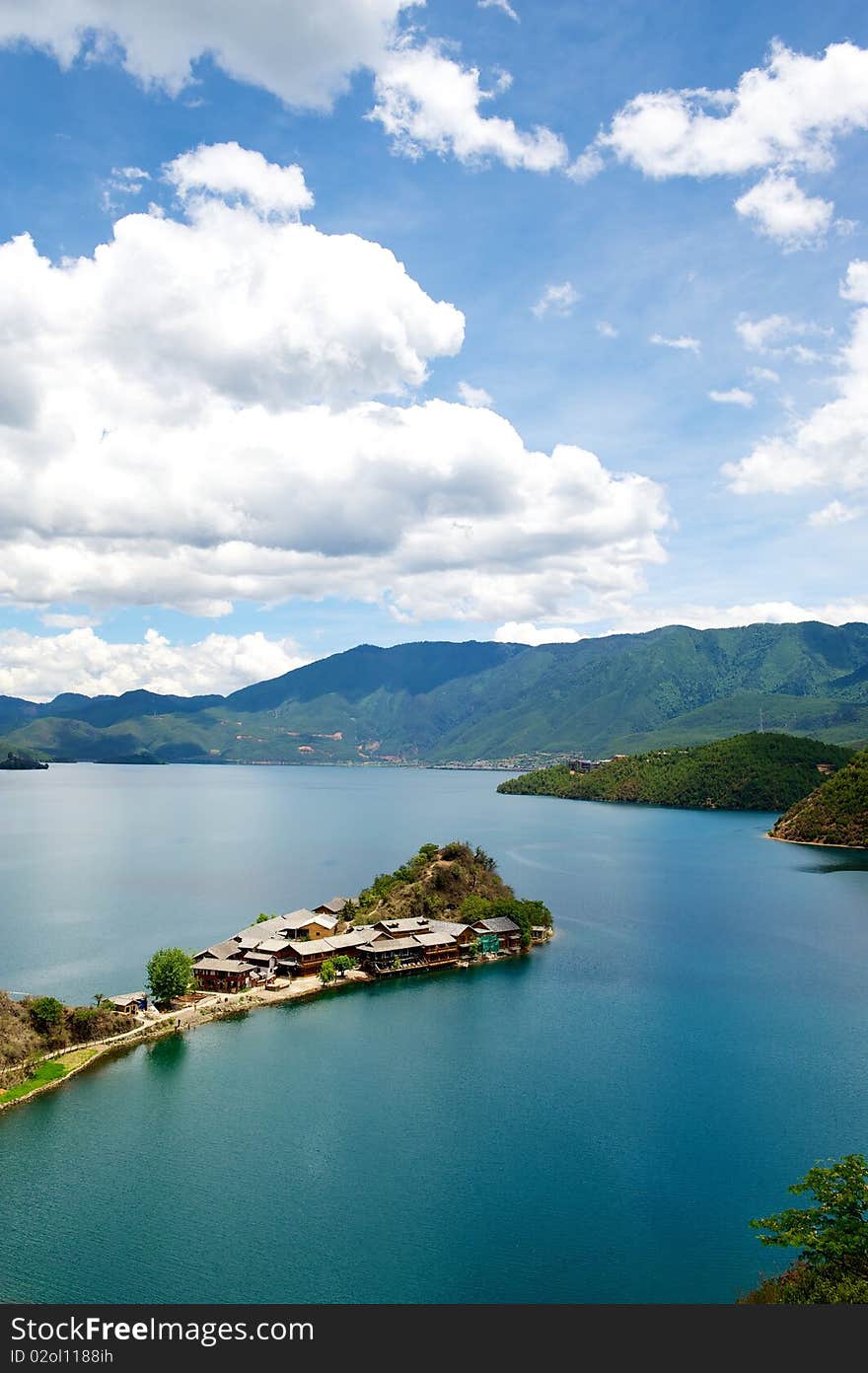 Beautiful scene of Lugu Lake, Yunnan Province China