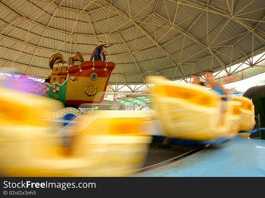 The rotating boats in children's paradise