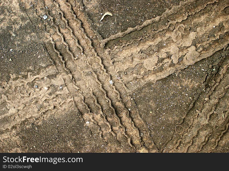 Clay of wheel in the car park. Clay of wheel in the car park