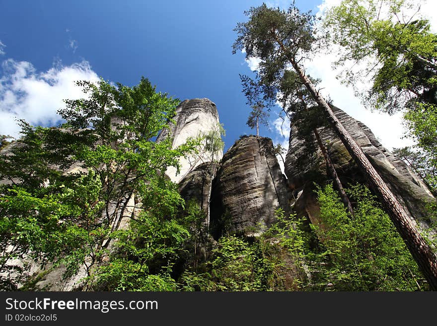 Rocks and trees in the national park of Adrspach. Rocks and trees in the national park of Adrspach