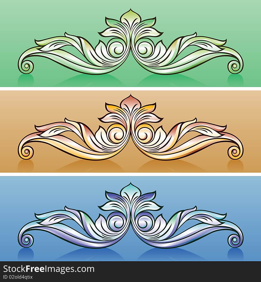 Vintage pattern for design. Vector illustration set.