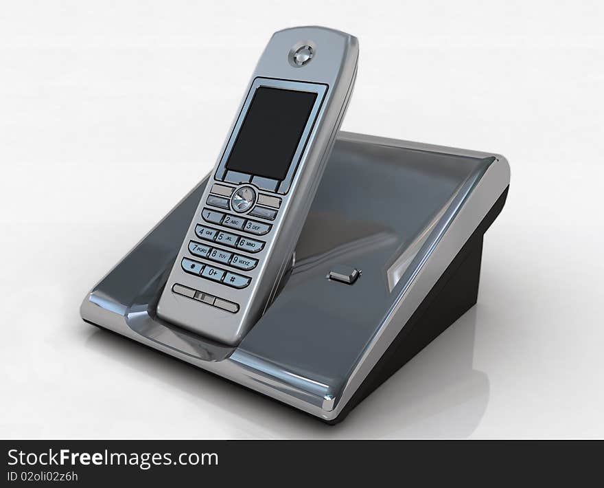 3d illustration of a phone in free space