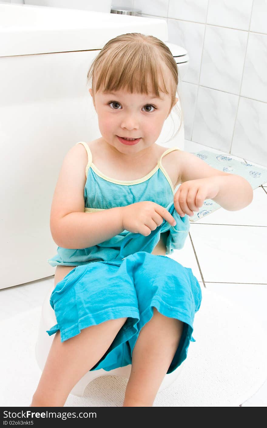 Little Girl In Bathroom