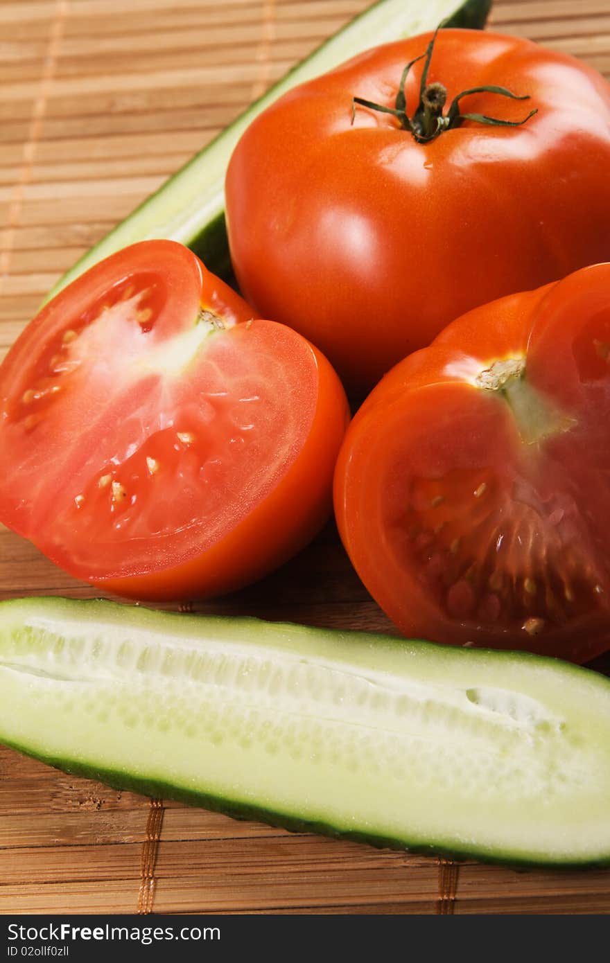 Tomatoes and cucumbers