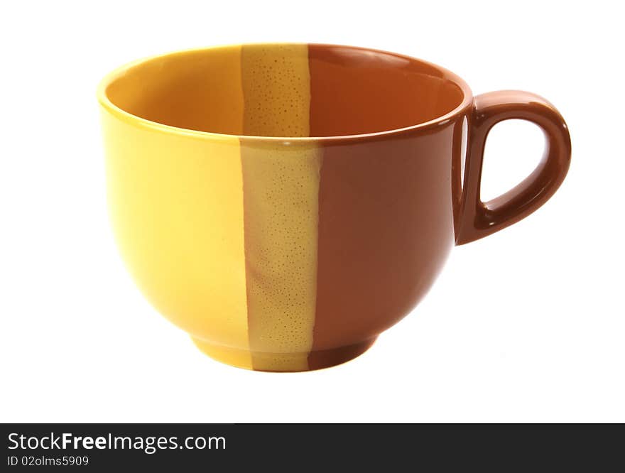 Empty color cup isolated on white background