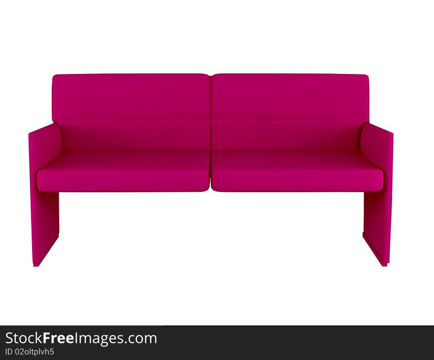 Modern pink sofa isolated on white background, 3D illustrations