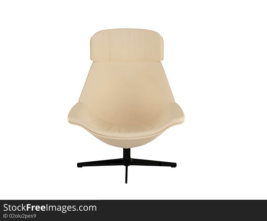 Brown office armchair isolated on the white background, 3D illustration/render