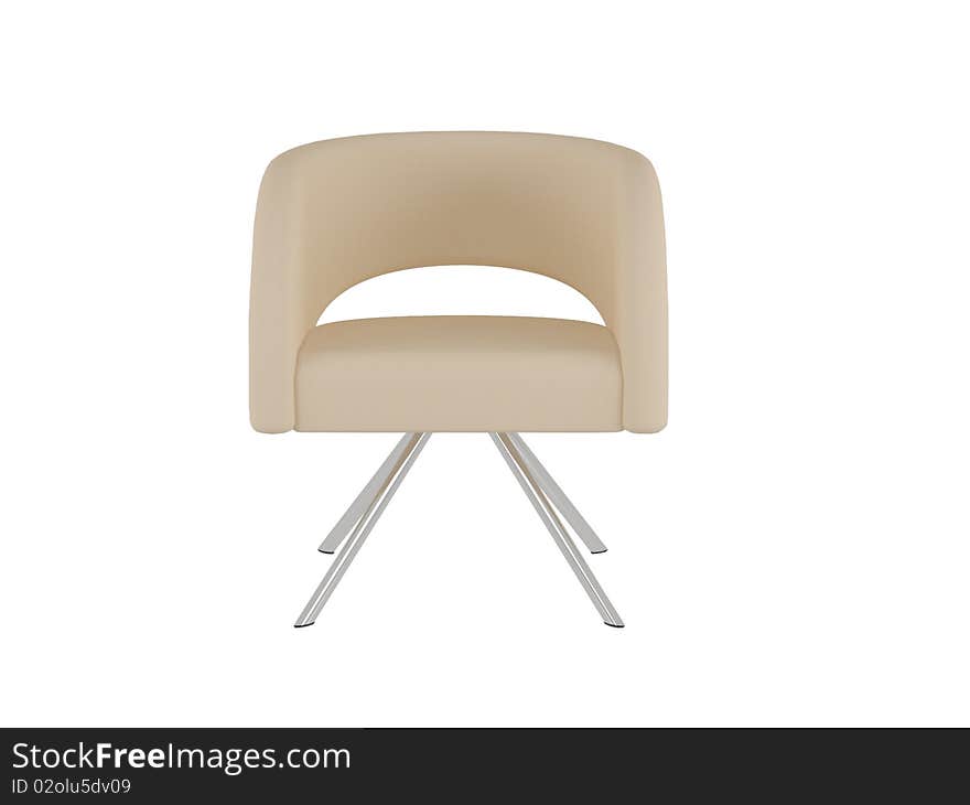 Brown office armchair isolated on the white background, 3D illustration/render