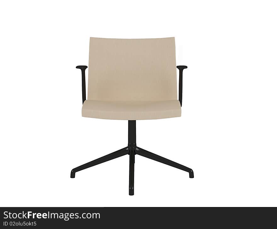 Brown office armchair isolated on the white background, 3D illustration/render