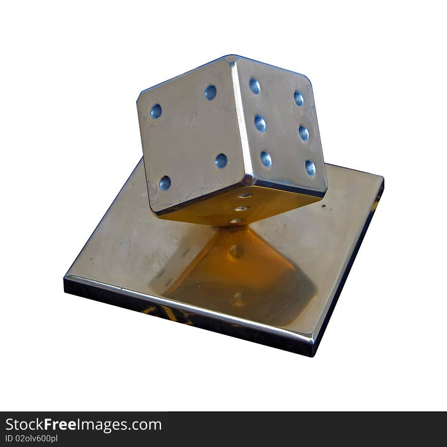 Heavy golden dice.
decoration object.