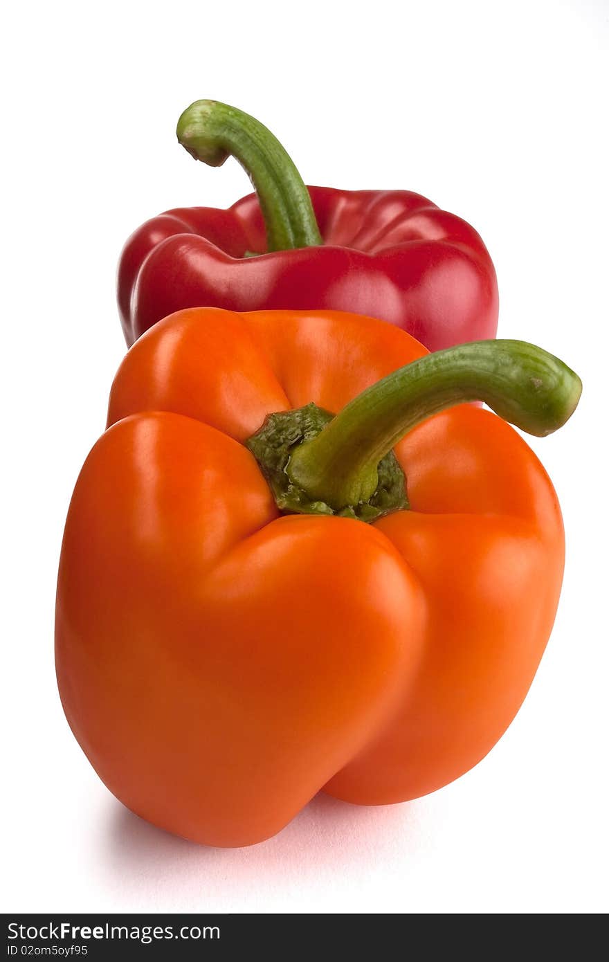 Orange and red bell peppers