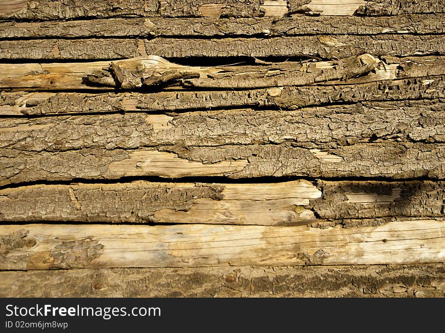 Wooden strips as wall