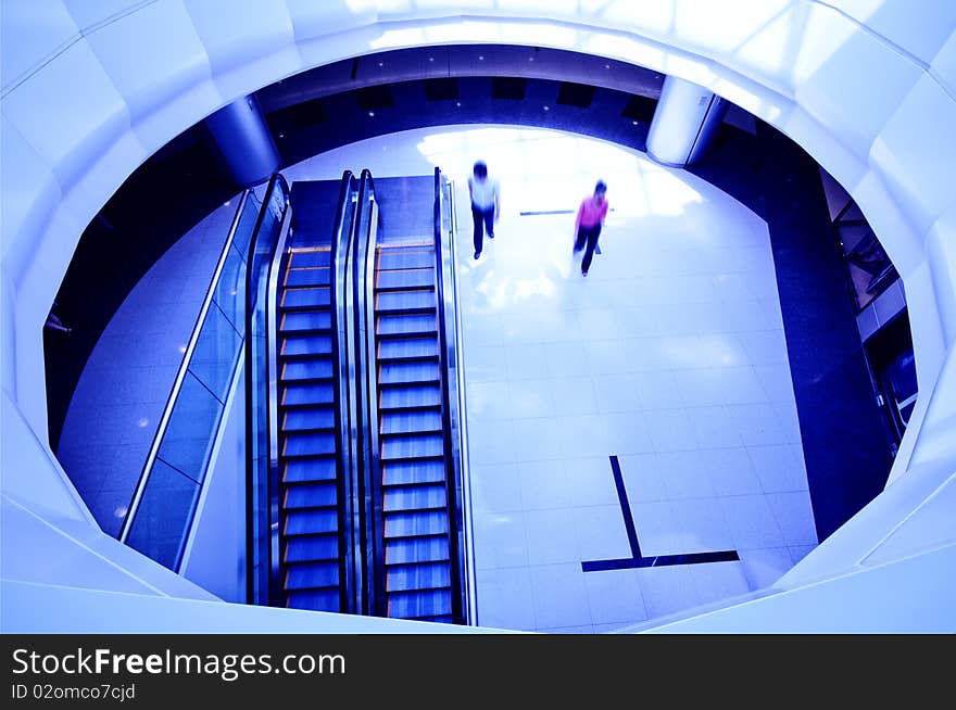 The escalator of the building in beijing china. The escalator of the building in beijing china