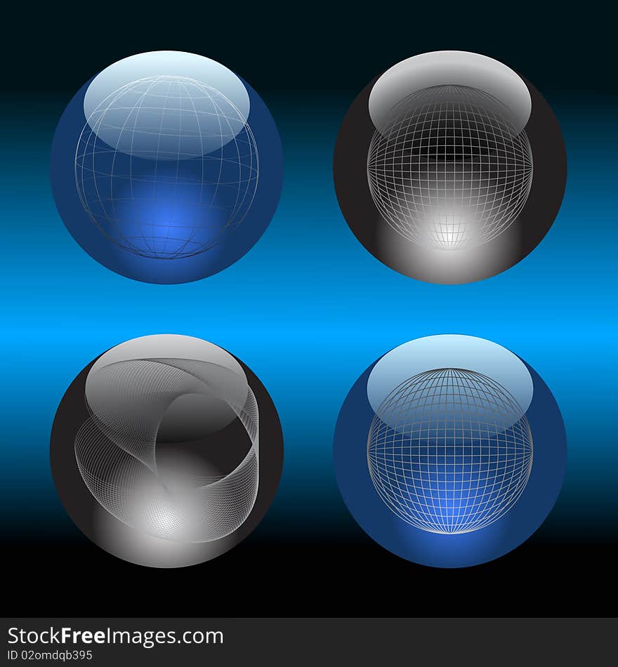 Glass balls on a dark background. Glass balls on a dark background.