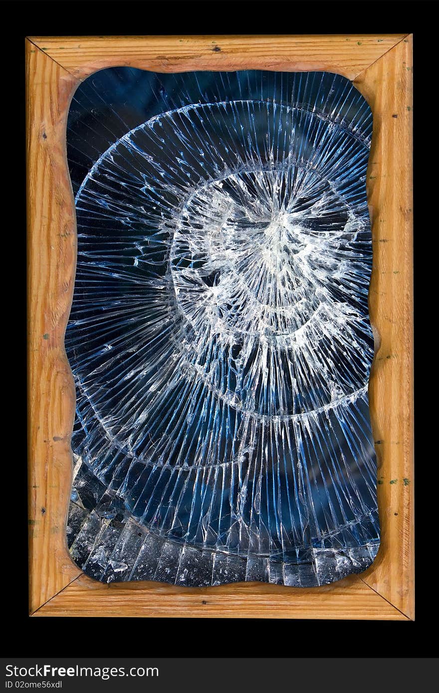 Cracks in the broken windowpane in a frame. Cracks in the broken windowpane in a frame
