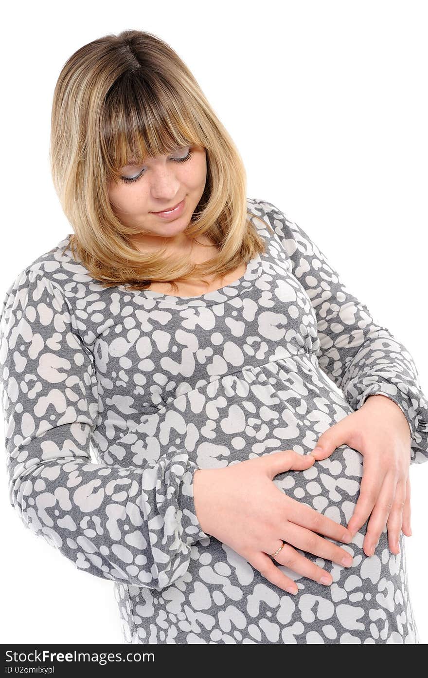 Pregnant woman  on a white background