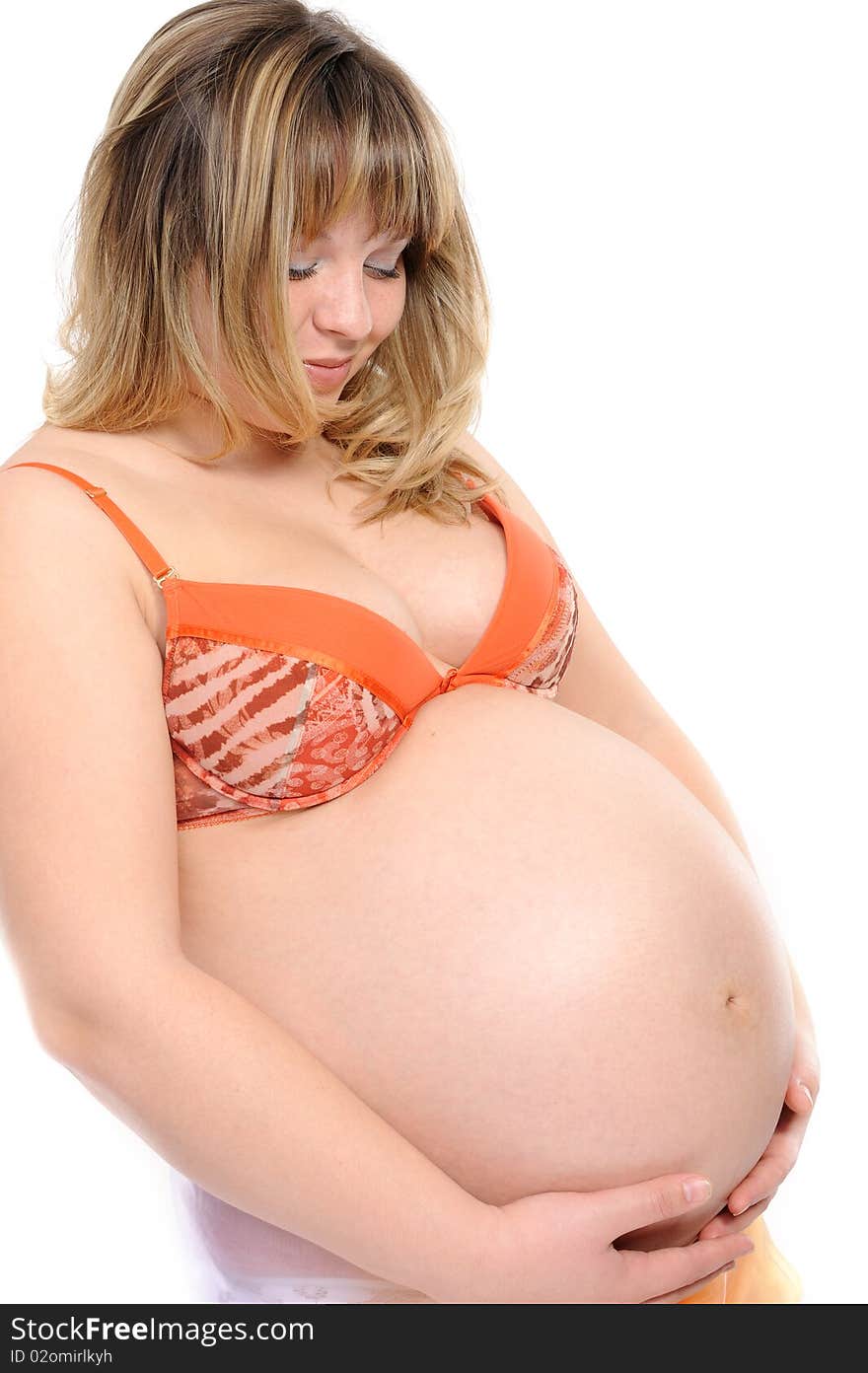 Pregnant woman  on a white background