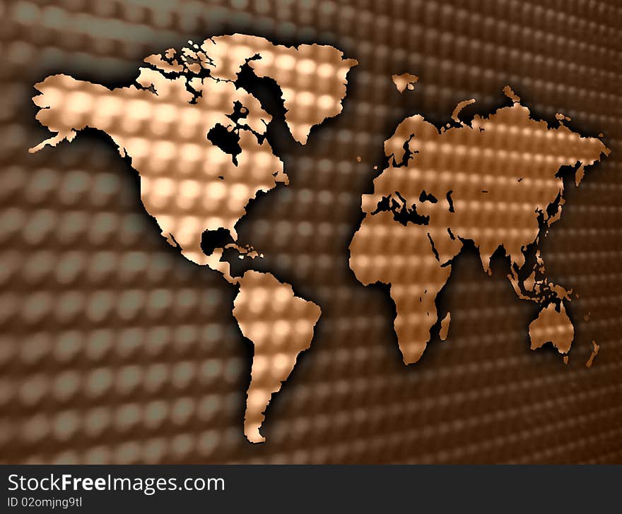 Outline of world map against colrful background. Outline of world map against colrful background