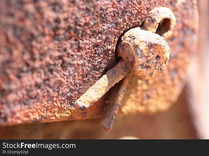 Old rusty metal detail fixed splay piece. Old rusty metal detail fixed splay piece.