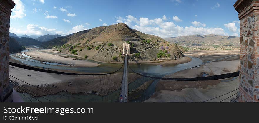 Panorama of a bridge in bolivia