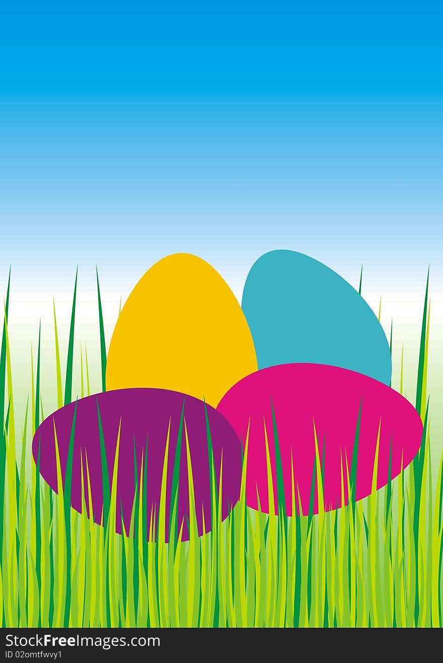 Color Easter eggs in grass. Color Easter eggs in grass.