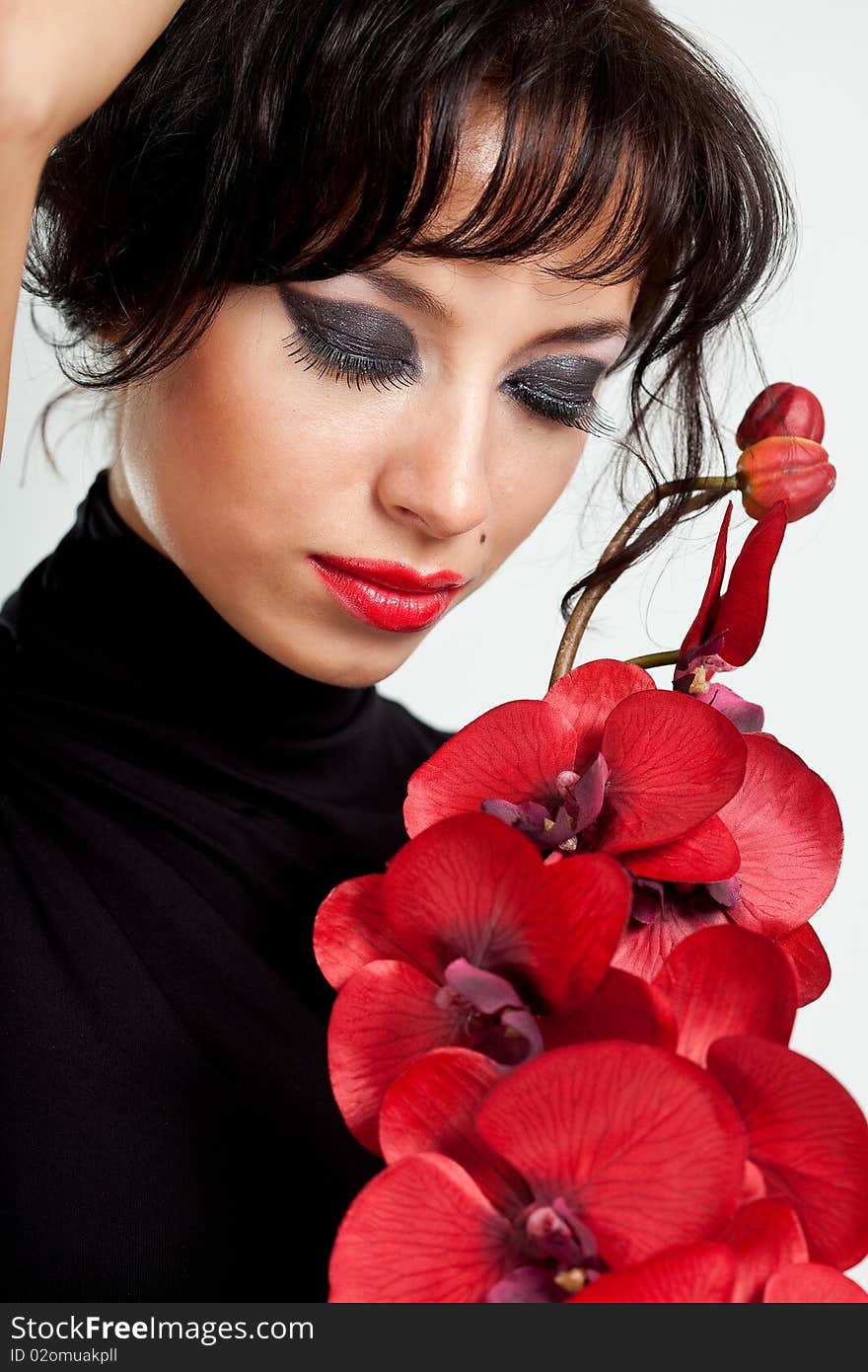 Portrait of woman with flower