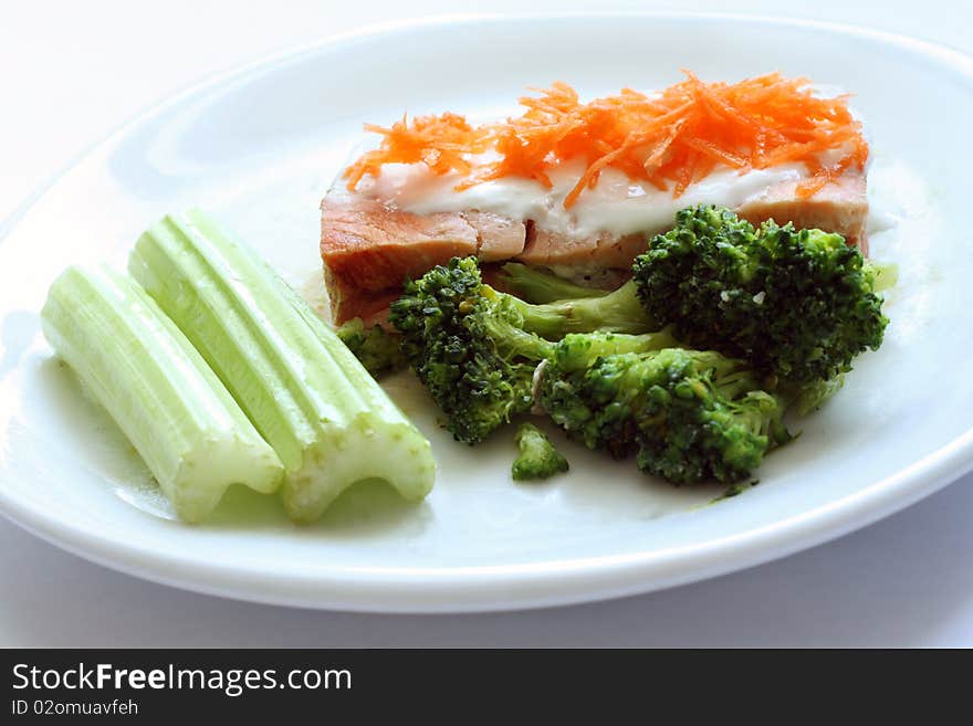 Lunch with steamed fish